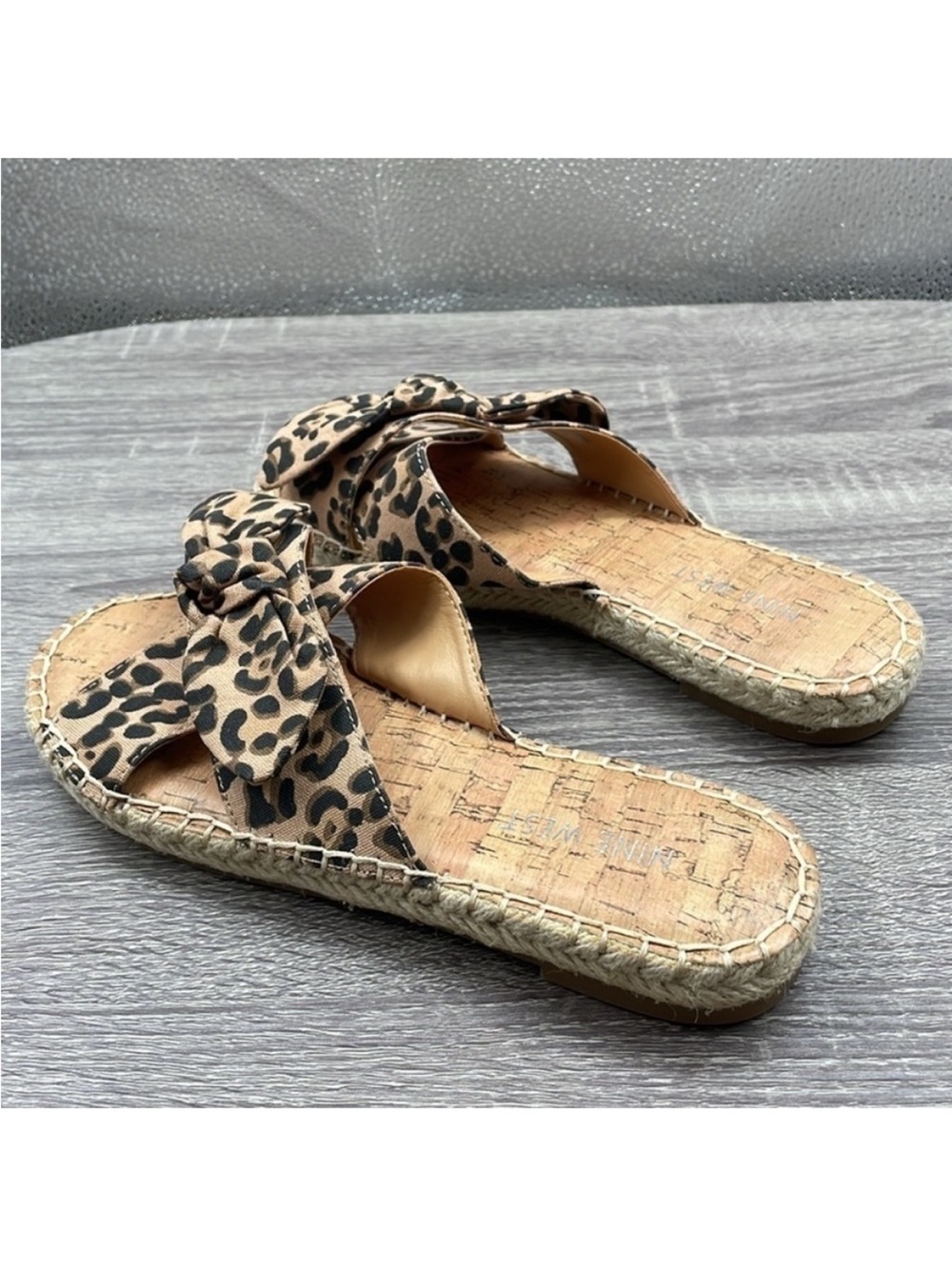 NEW! Nine West Leopard Print Knotted Espadrille Slide - Tan/Black. 6M. - Picture 9 of 11